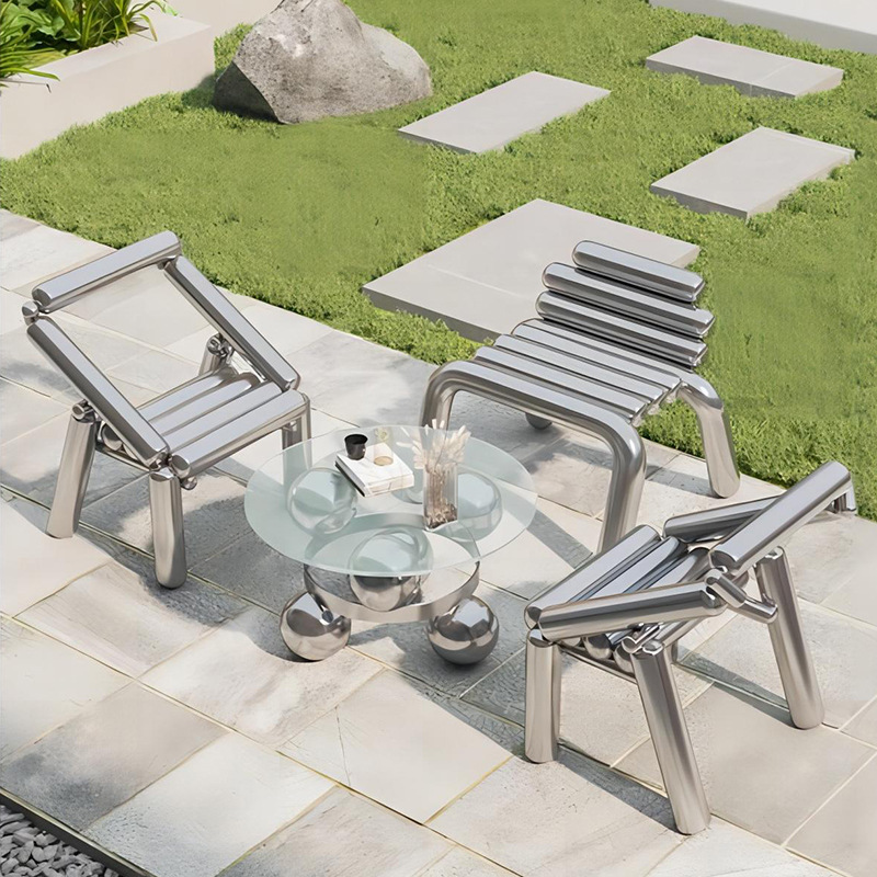 Outdoor Furniture Metal Chairs - Kursi stainless steel mewah ringan, bangku