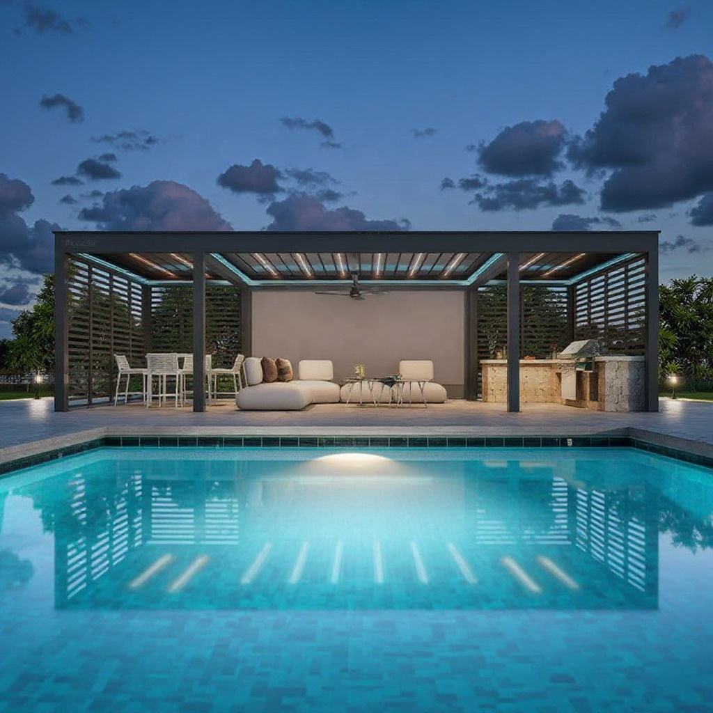 Outdoor Furniture Metal - Gazebo Persegi Panjang dari Aluminium Alloy